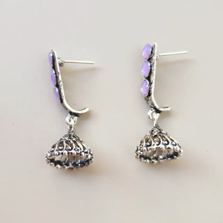 Miriam Light Purple German Silver Mini Jhumka Earrings