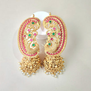 Miriam Multicolour Kemp Peacock Jhumka Ear Cuff Earrings