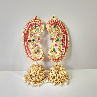 Miriam Multicolour Kemp Peacock Jhumka Ear Cuff Earrings