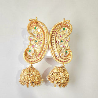 Miriam Multicolour Kemp Peacock Jhumka Ear Cuff Earrings