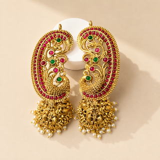 Miriam Multicolour Kemp Peacock Jhumka Ear Cuff Earrings