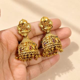 Miriam Multicolour Temple Jhumka Earrings