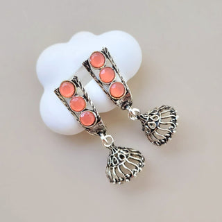 Miriam Peach German Silver Mini Jhumka Earrings