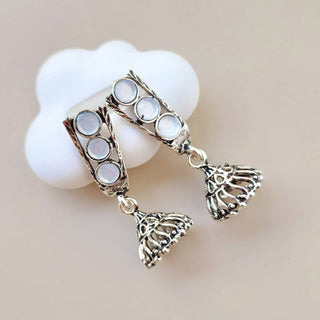 Miriam White German Silver Mini Jhumka Earrings