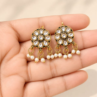Misha Gold Kundan Lightweight & Easy to Wear Bugadi Ear Cuff Earrings