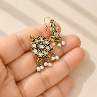 Misha Gold Kundan Lightweight & Easy to Wear Bugadi Ear Cuff Earrings