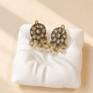 Misha Gold Kundan Lightweight & Easy to Wear Bugadi Ear Cuff Earrings