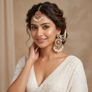 Elsa Multicolour Baahubali Polki Tikka Set