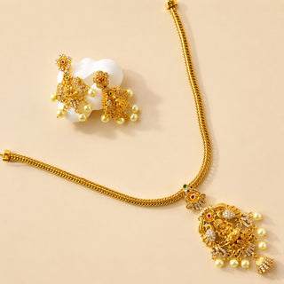 Myla Multicolour Temple Diamond Simulant Pendant Necklace Set