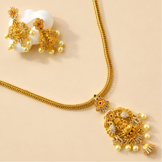 Myla Multicolour Temple Diamond Simulant Pendant Necklace Set