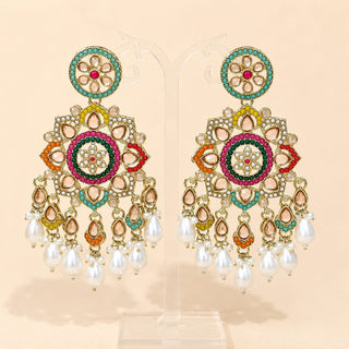 Elsa Multicolour Baahubali Polki Tikka Set