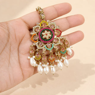 Elsa Multicolour Baahubali Polki Tikka Set