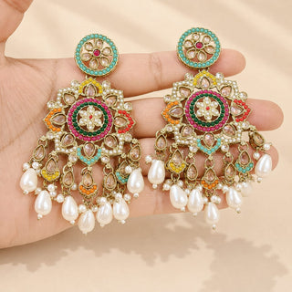 Elsa Multicolour Baahubali Polki Tikka Set