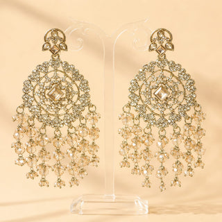 Nadia Gold Baahubali Polki Earrings (with Detachable Hair Chains)