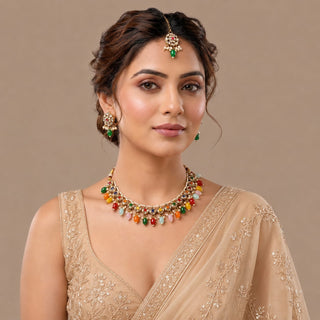 Nadiya Multicolour Kundan Necklace Set