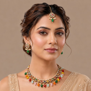 Nadiya Multicolour Kundan Necklace Set