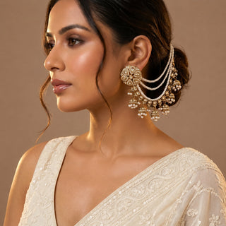 Nancie White Stud Baahubali Polki Earrings