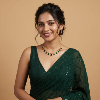 Naomi Dark Green CZ Diamond Necklace set
