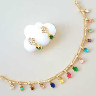 Naomi Multicolour CZ Diamond Simulant Necklace Set