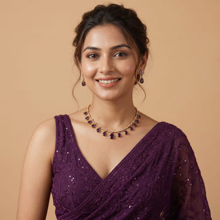 Naomi Purple CZ Diamond Necklace Set