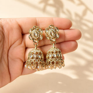 Nazia Gold Small Jhumka Polki Earrings