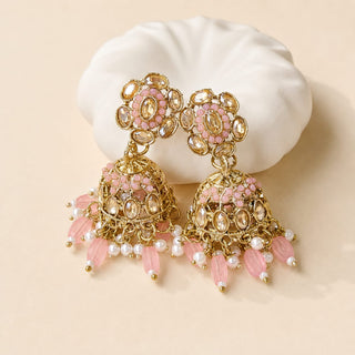 Nazia Light Pink Small Jhumka Polki Earrings