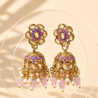 Nazia Light Purple Small Jhumka Polki Earrings