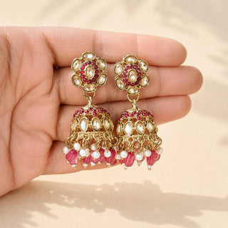 Nazia Plum Pink Small Jhumka Polki Earrings