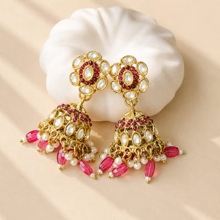 Nazia Plum Pink Small Jhumka Polki Earrings