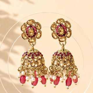 Nazia Plum Pink Small Jhumka Polki Earrings