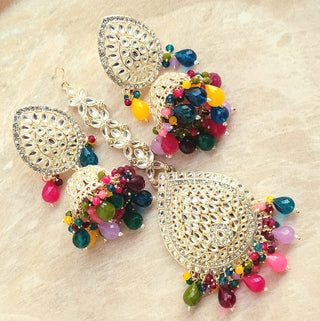 Nelly Multicolour Kundan Jhumka Tikka Set