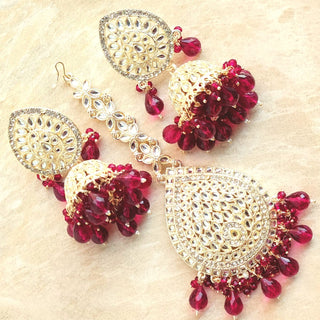 Nelly Purple Kundan Jhumka Tikka Set