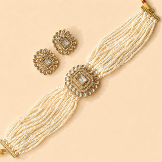 Nessa White Kundan Choker Necklace Set