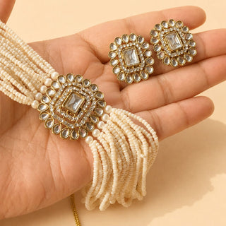 Nessa White Kundan Choker Necklace Set