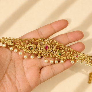 Netti Multicolour CZ Diamond Saree Kemp Peacock Waist Chain / Kamar Kandora / Kamar Bandh