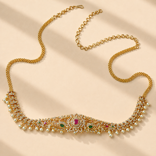 Netti Multicolour CZ Diamond Saree Kemp Peacock Waist Chain / Kamar Kandora / Kamar Bandh