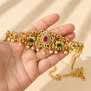 Netti Multicolour CZ Diamond Saree Kemp Peacock Waist Chain / Kamar Kandora / Kamar Bandh