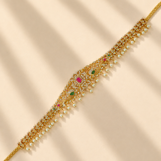 Netti Multicolour CZ Diamond Saree Kemp Peacock Waist Chain / Kamar Kandora / Kamar Bandh