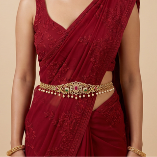 Netti Multicolour CZ Diamond Saree Kemp Peacock Waist Chain / Kamar Kandora / Kamar Bandh