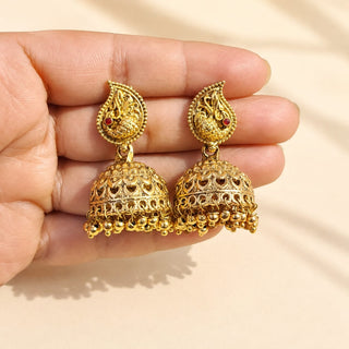Nicki Gold Kemp Peacock Jhumka Earrings