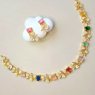 Noelle Multicolour CZ Diamond Simulant Necklace Set