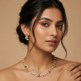 Noelle Multicolour CZ Diamond Simulant Necklace Set