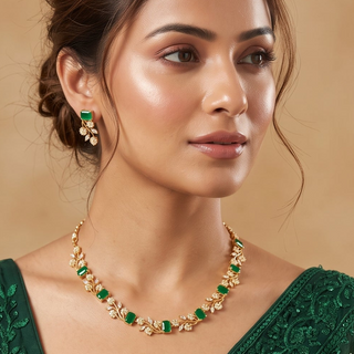 Noelle Green CZ Diamond Simulant Necklace Set