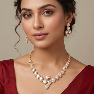 Norah Gold CZ Diamond Simulant Necklace Set