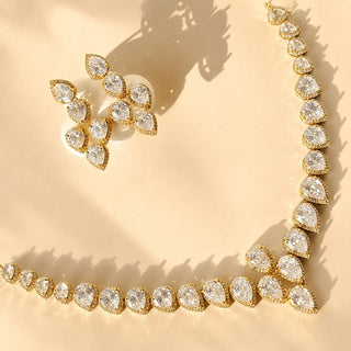 Norah Victorian Gold CZ Diamond Simulant Necklace Set