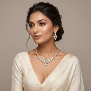 Norah Victorian Gold CZ Diamond Simulant Necklace Set