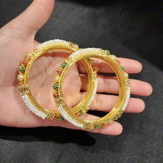 Pamela Multicolour Gold Bangles (Pair) (2.6, 2.8)