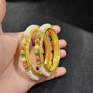 Pamela Multicolour Gold Bangles (Pair) (2.6, 2.8)