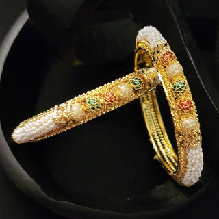 Pamela Multicolour Gold Bangles (Pair) (2.6, 2.8)