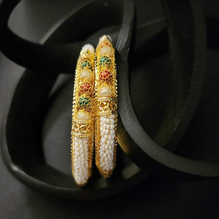 Pamela Multicolour Gold Bangles (Pair) (2.6, 2.8)